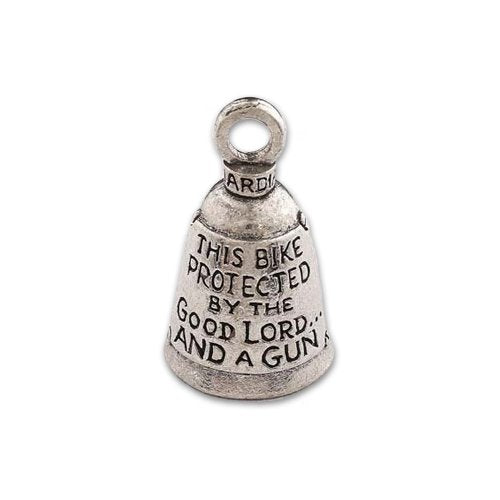 Guardian Bell, Metal, This Bike Protected By The Good Lord and A Gun, Guns, Cross, 2nd Amendment, Motorcycle Good Luck Bell, .75