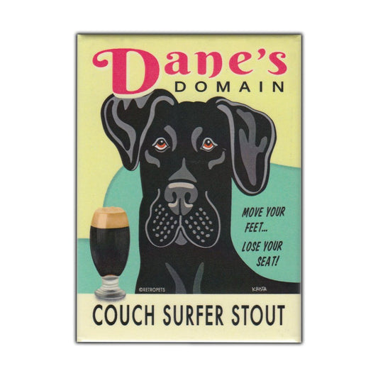 Magnet, Refrigerator Magnet, Dane's Domain Stout, Great Dane Dog (Black), Vintage Advertising Art, 2.5