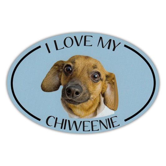 Magnet, Oval, I Love My Chiweenie, 6