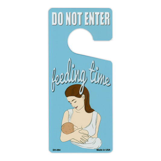 Door Knob Hanger, Metal, Do Not Enter, Feeding Time, Blue, 4