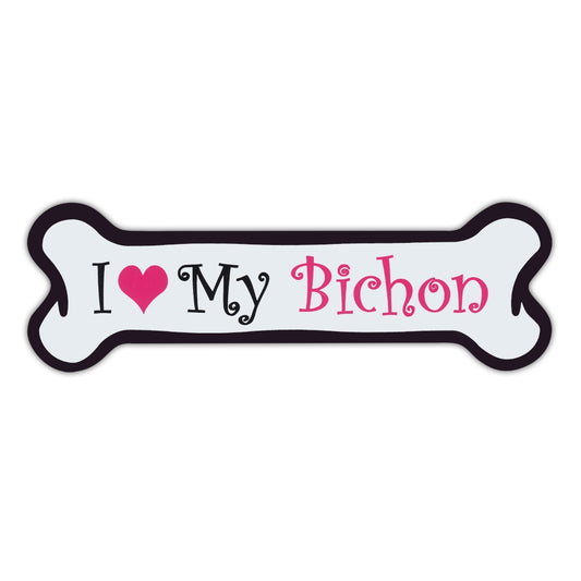Magnet, Pink Dog Bone Magnet, I Love My Bichon, 7