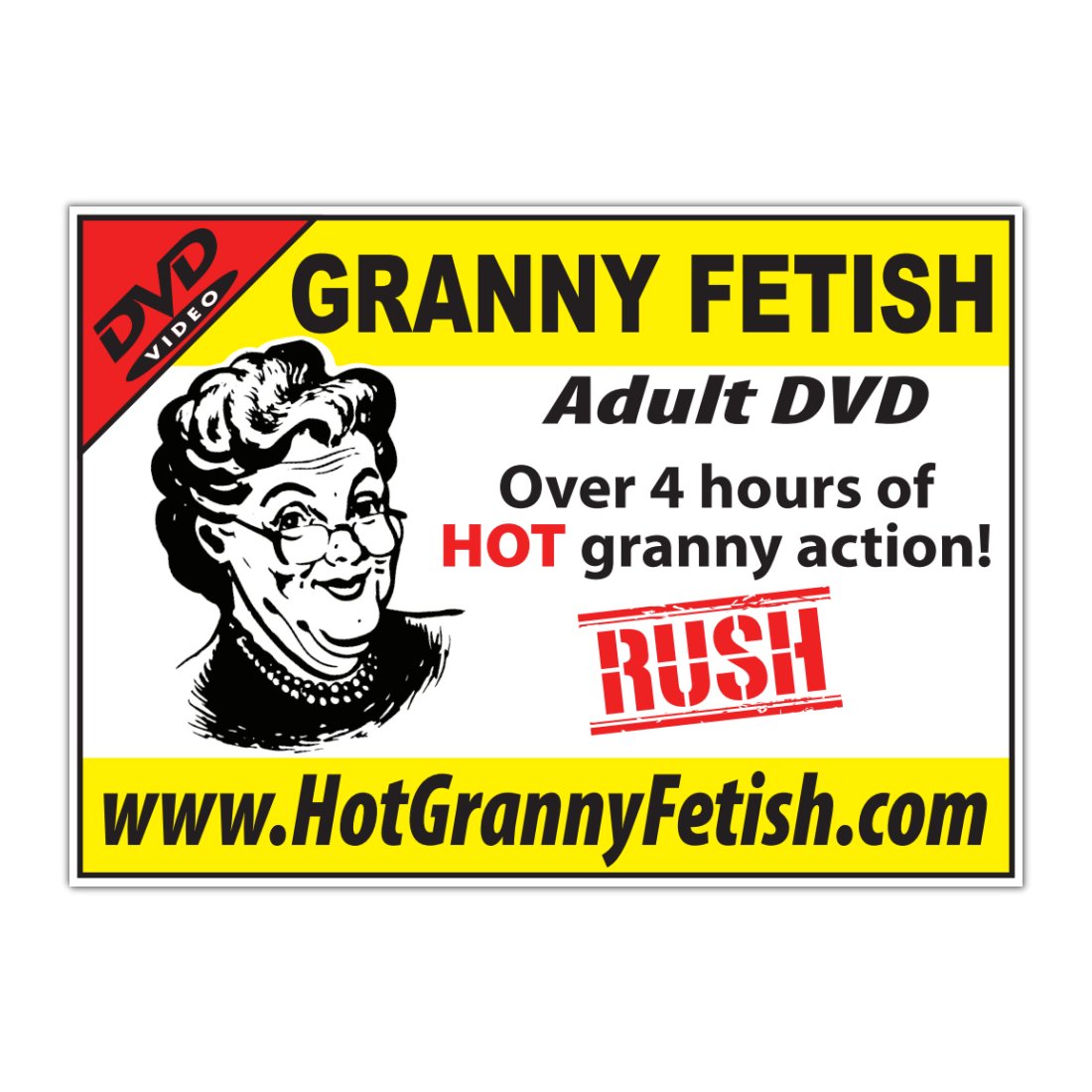 Practical Joke DVD - Granny Fetish - Sticker