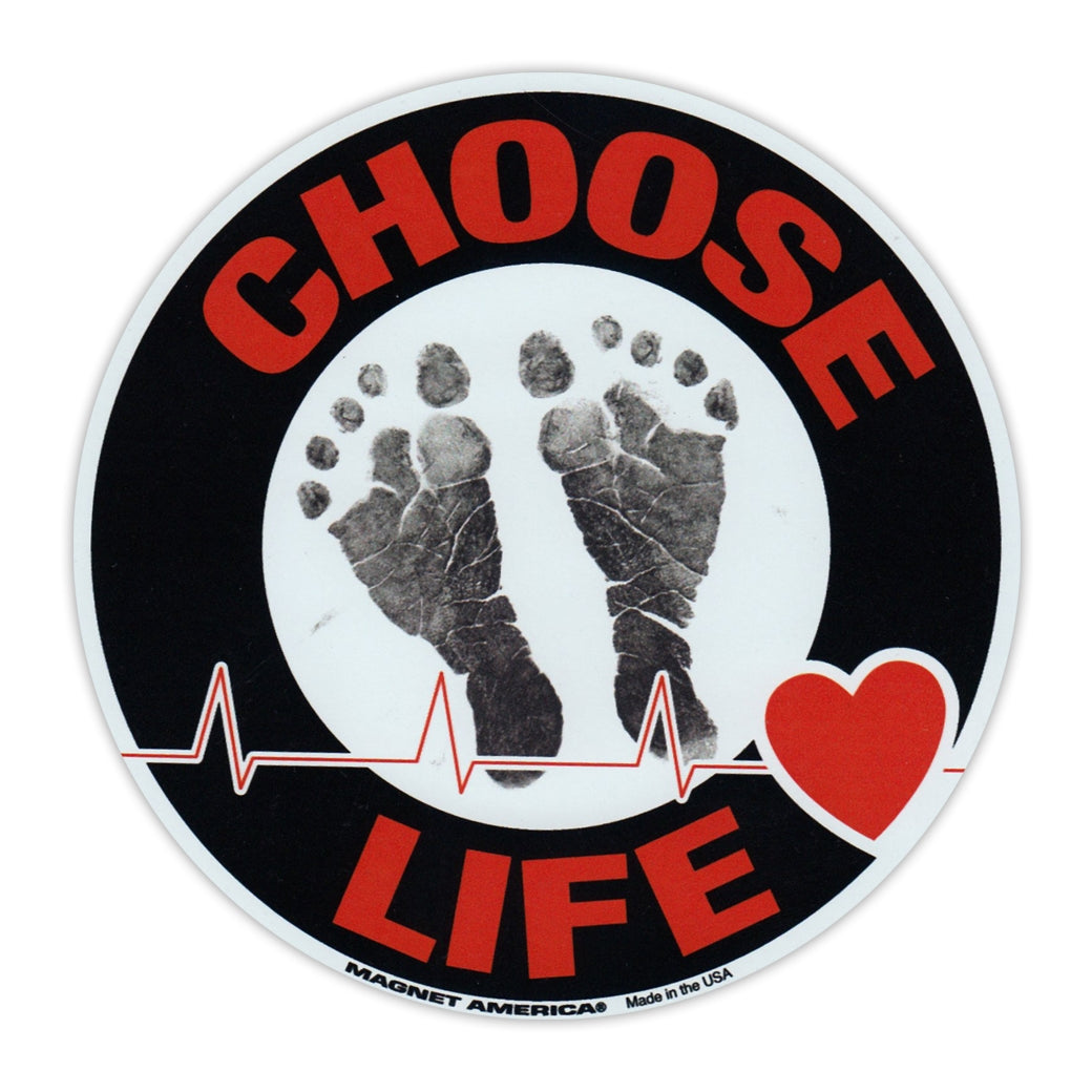 Round Magnet - Choose Life, Black/Red