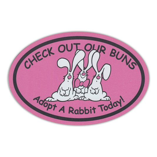 Magnet, Oval, Check Out Our Buns, Rabbits, 6