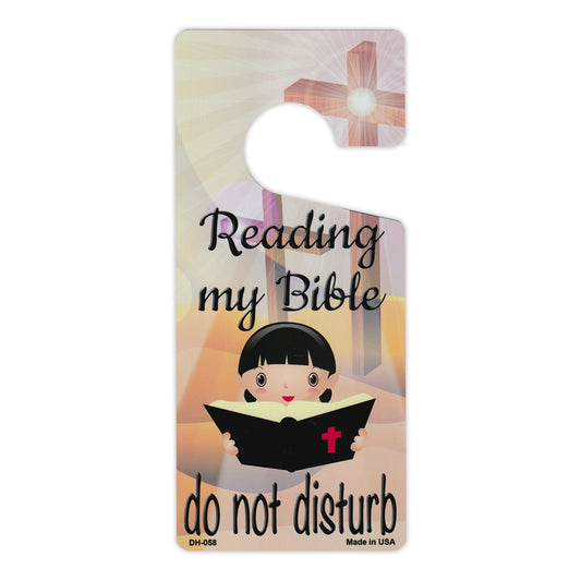 Door Knob Hanger, Metal, Reading My Bible, Do Not Disturb, 4