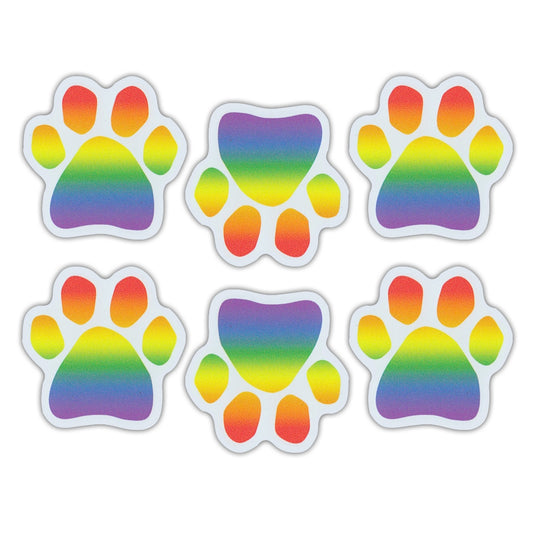Magnets, Magnet Pack, Set of 6, Rainbow Paw Magnets, 1.75