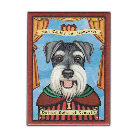 Magnet, Refrigerator Magnet, Patron Saint Dog Series, Schnauzer, Vintage Advertising Art, 2.5