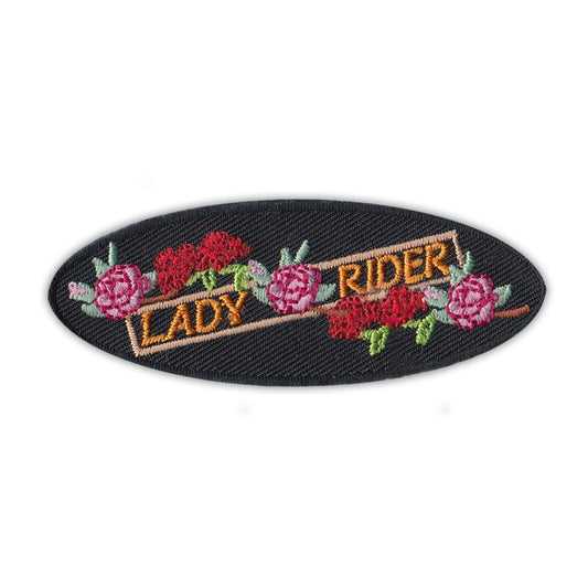 Patch, Embroidered Patch, Lady Rider, Pink and Red Roses, 3
