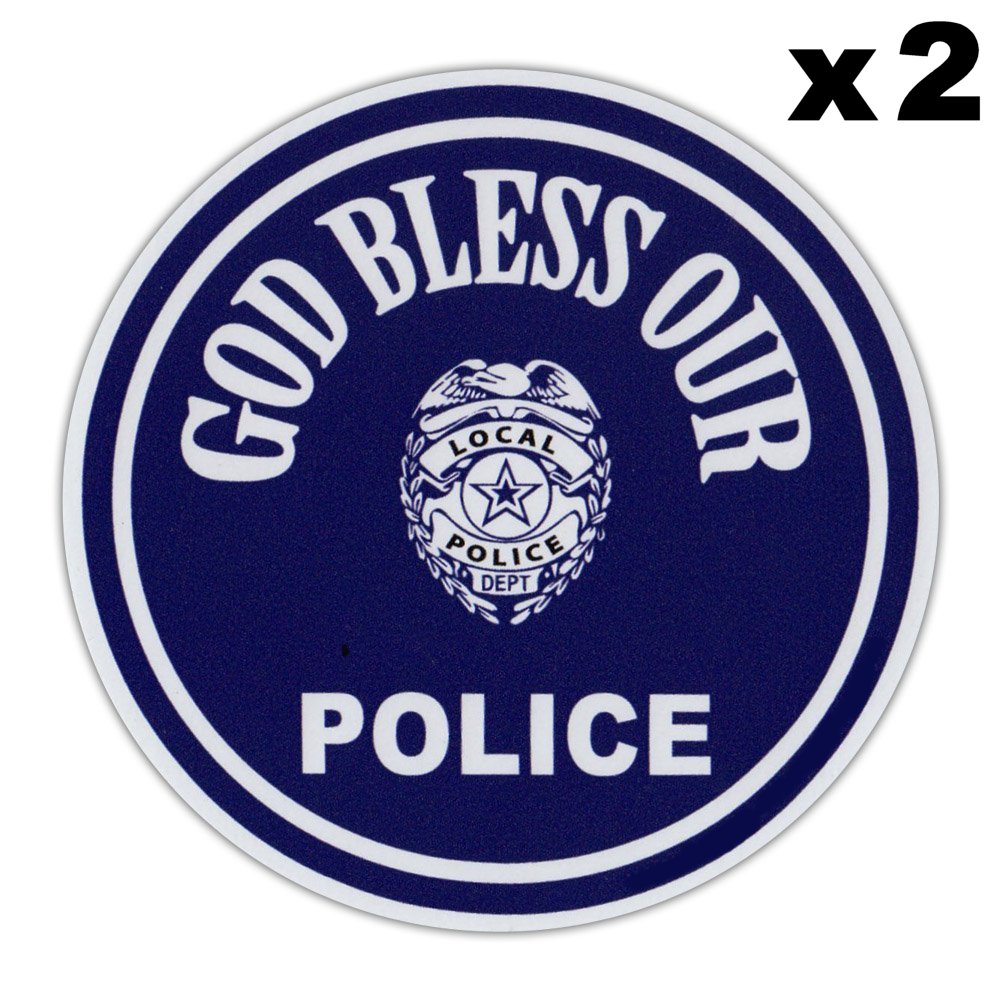 Window Decals - 2-Pack, God Bless Our Police (Law Enforcement)