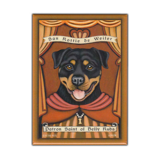 Magnet, Refrigerator Magnet, Patron Saint Dog Series, Rottweiler (Rottie), Vintage Advertising Art, 2.5