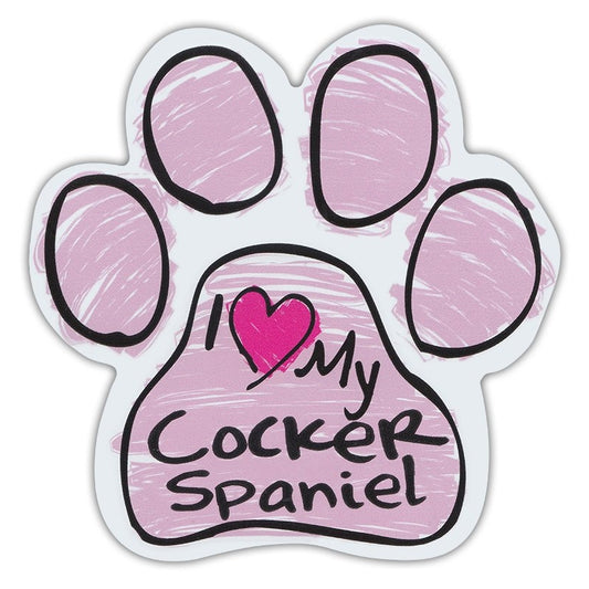 Magnet, Dog Paw, Pink Scribble, I Love My Cocker Spaniel, 5.5