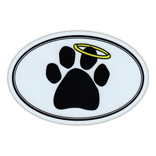 Magnet, Oval, Dog/Cat Paw Print w/Angel Halo, Memorial, 6