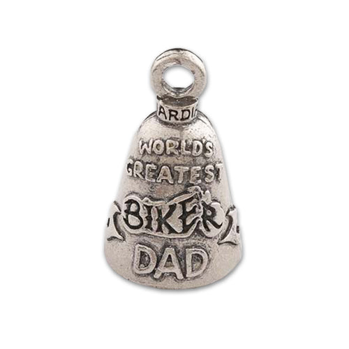 Guardian Bell, Metal, World's Greatest Biker Dad, Motorcycle Good Luck Bell, .75