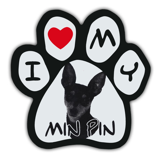 Magnet, Picture Paw, I Love My Min Pin, 5.5