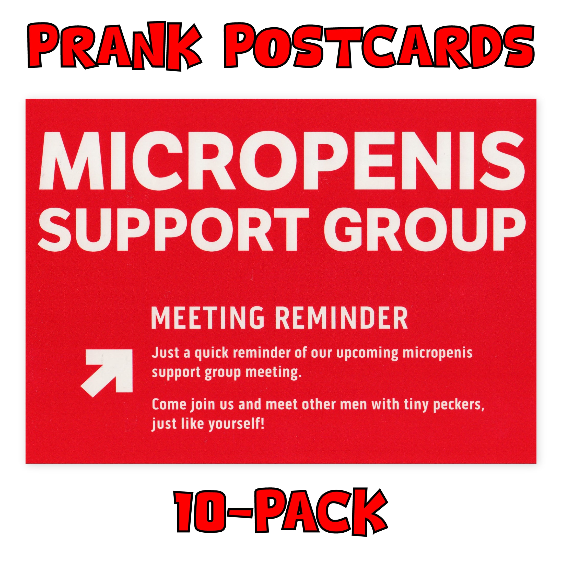 Prank Postcards (10-Pack, Micropenis Support Group)