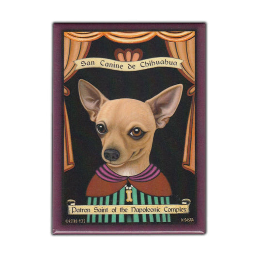 Magnet, Refrigerator Magnet, Patron Saint Dog Series, Chihuahua, Vintage Advertising Art, 2.5