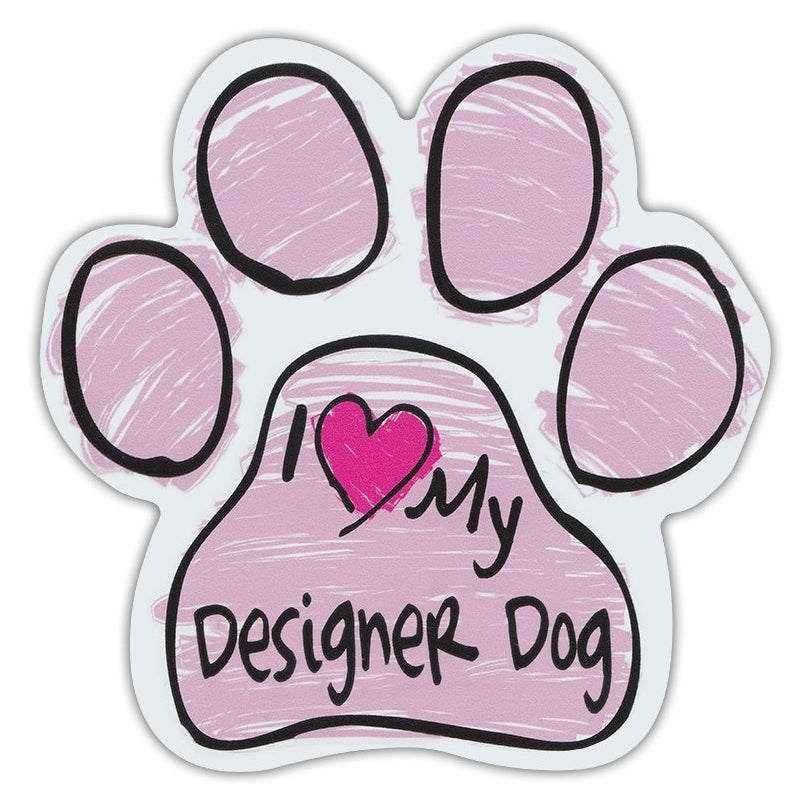 Pink Scribble Dog Paw Magnet - I Love My Designer Dog