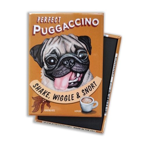 Magnet, Refrigerator Magnet, Perfect Puggaccino Shake, Wiggle & Snort, 2.5
