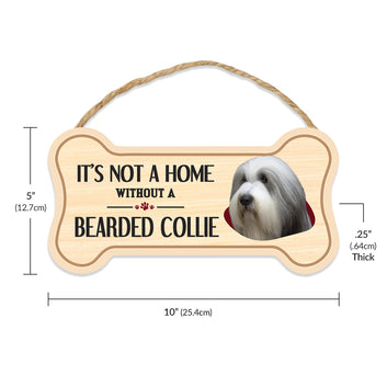 Sign, Wood, Dog Bone, It's Not A Home Without A Bearded Collie, 10