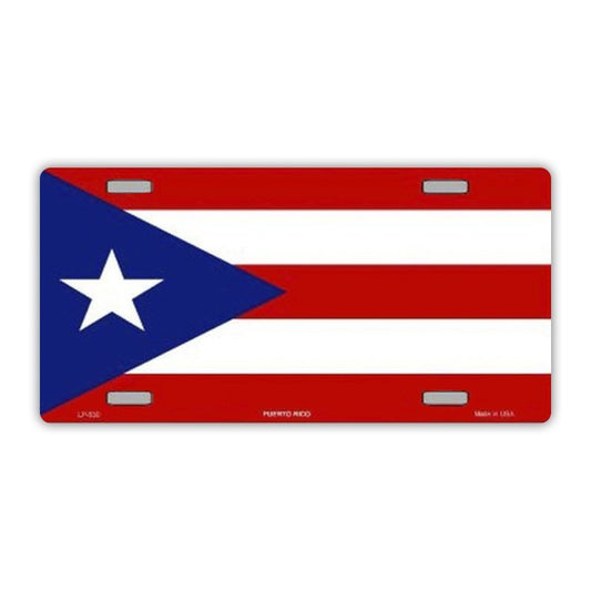 License Plate, Metal Vanity Tag Cover, Puerto Rican Flag, Puerto Rico, 12