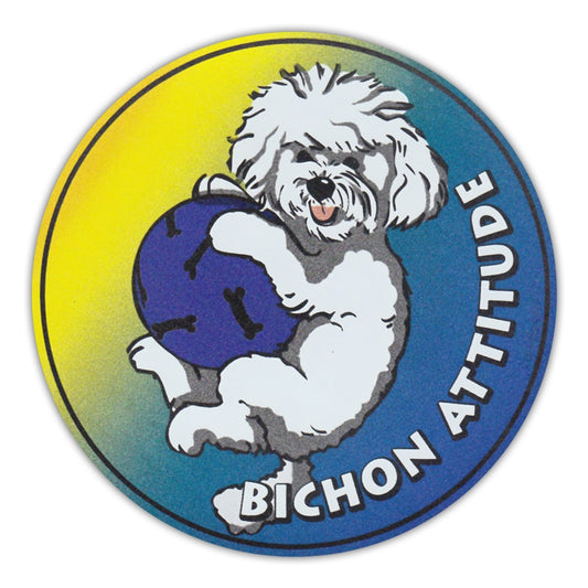 Magnet, Round, Bichon Frise Attitude, 4.75