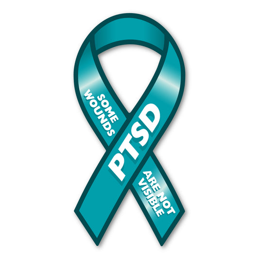 Magnet, Ribbon Shaped Magnet, PTSD Awareness, Support, Some Wounds Not Visible, 3.75