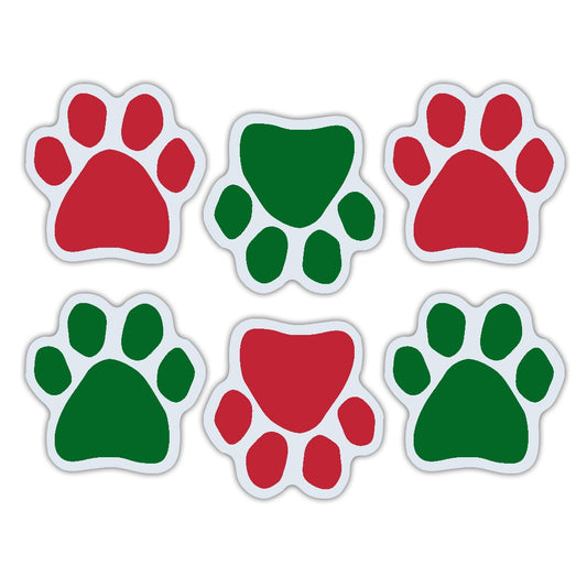 Magnets, Magnet Pack, Set of 6, Red/Green Paw Magnets, 1.75