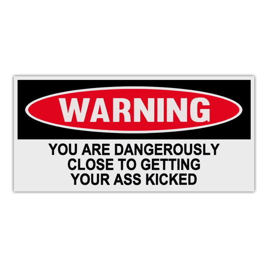 Sticker, Funny Warning Sticker, Dangerously Close To Getting Your Ass Kicked, 6