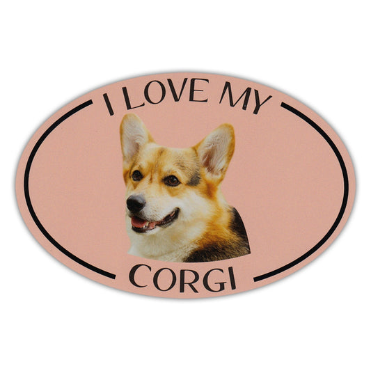 Magnet, Oval, I Love My Corgi, 6