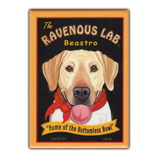 Magnet, Refrigerator Magnet, The Ravenous Lab Beastro (Bistro), Yellow Lab, 2.5