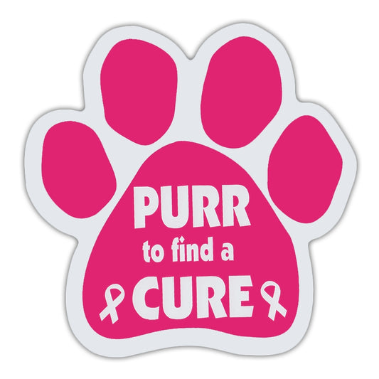 Magnet, Pink Cat Paw, Purr To Find A Cure, 5.5