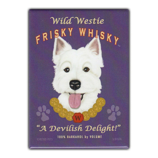 Magnet, Refrigerator Magnet, Wild Westie Frisky Whisky, West Highland Terrier, 2.5