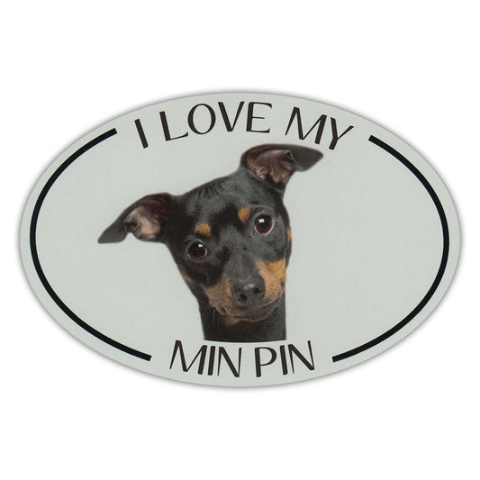 Magnet, Oval, I Love My Min Pin, 6