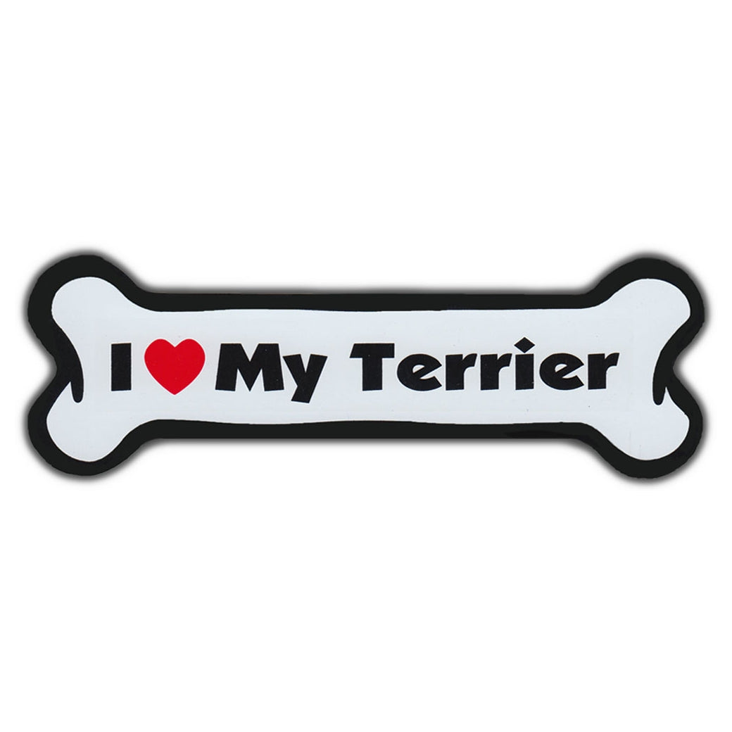 Dog Bone Magnet - I Love My Terrier