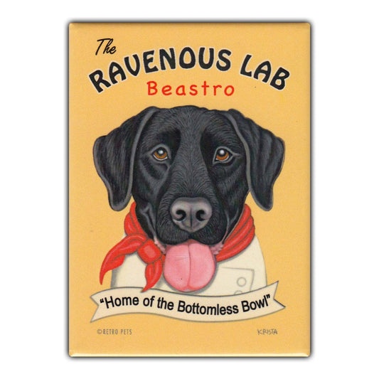 Magnet, Refrigerator Magnet, The Ravenous Lab Beastro (Bistro), Black Lab, 2.5