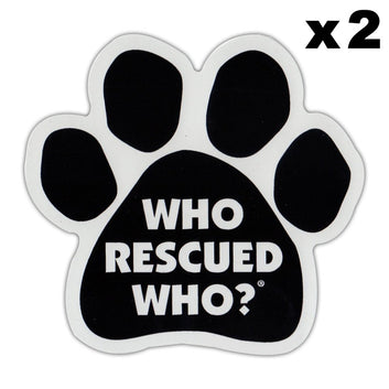 Window Decals, 2-Pack, Who Rescued Who?, Black, 4.5