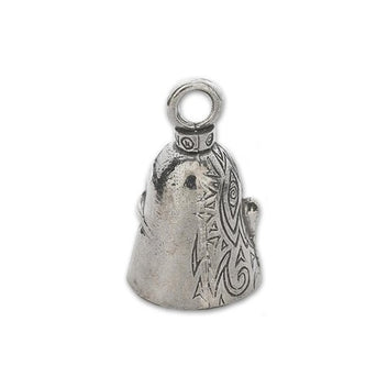 Guardian Bell, Metal, Two Face, Human and Skull, Motorcycle Good Luck Bell, .75