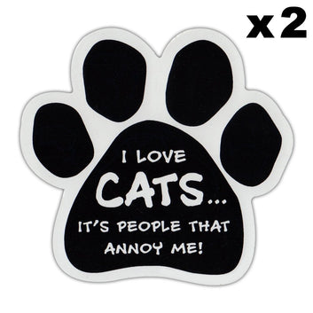 Window Decals, 2-Pack, I Love Cats… It's People That Annoy Me!, 4.5