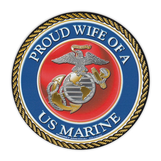 Magnet, Round, Proud Wife of a Marine, 5