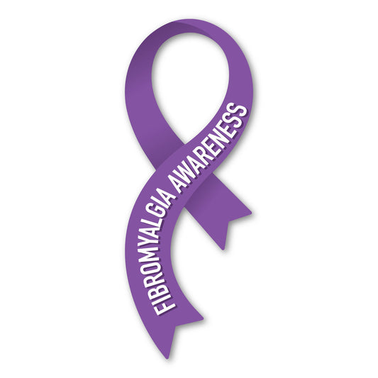 Magnet, Ribbon Shaped Magnet, Fibromyalgia Awareness (Stylized Ribbon Design), 2.5