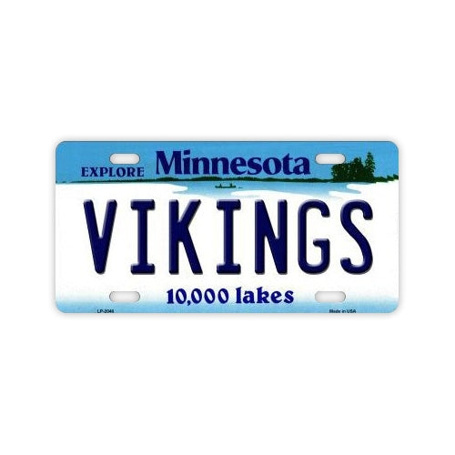 License Plate, Metal Vanity Tag Cover, Minnesota Vikings, 12