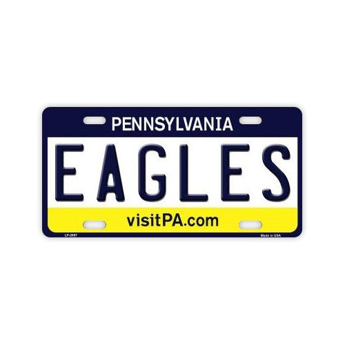 License Plate, Metal Vanity Tag Cover, Philadelphia Eagles, 12