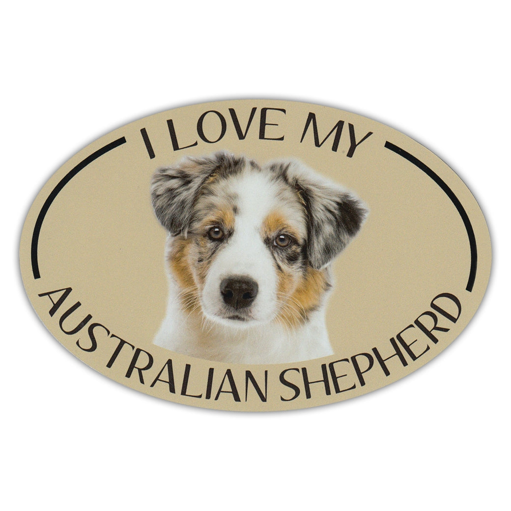 Oval Dog Magnet - I Love My Australian Shepherd