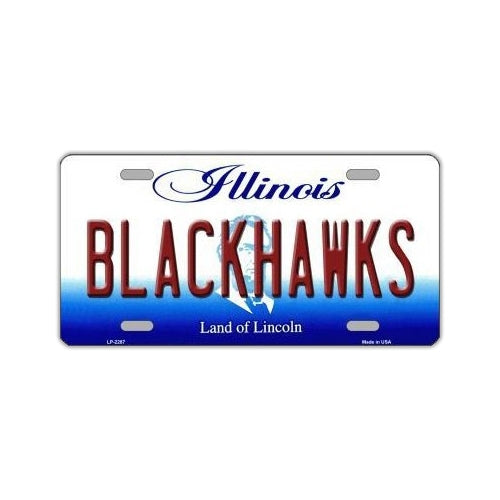 License Plate, Metal Vanity Tag Cover, Chicago Blackhawks, 12