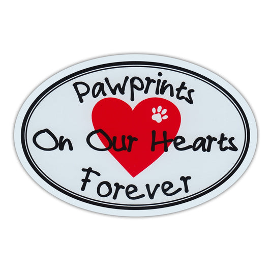Magnet, Oval, Paw Prints On Our Hearts, Dog/Cat Memorial, 6