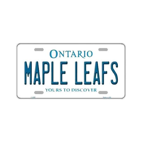License Plate, Metal Vanity Tag Cover, Toronto Maple Leafs, 12