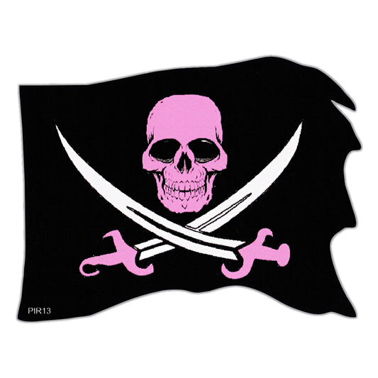Sticker, Bumper Sticker, Pirate Flag, Pink Skull and Crossbones, 4