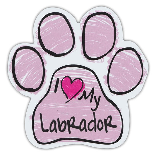 Magnet, Dog Paw, Pink Scribble, I Love My Labrador Retriever, 5.5