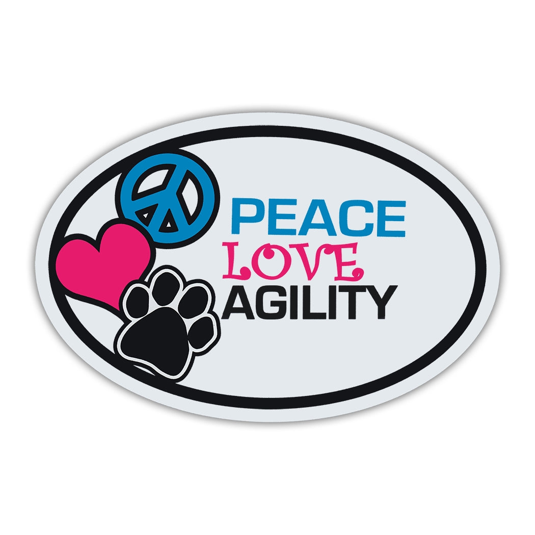 Oval Magnet - Peace, Love, Agility