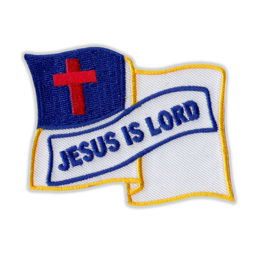 Patch, Embroidered Patch, Christian Flag, Jesus is Lord (Waving), 2.75